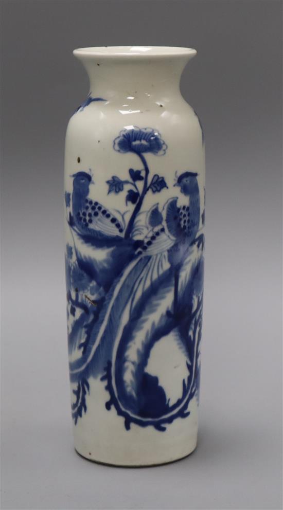 A Chinese blue and white sleeve vase height 23cm